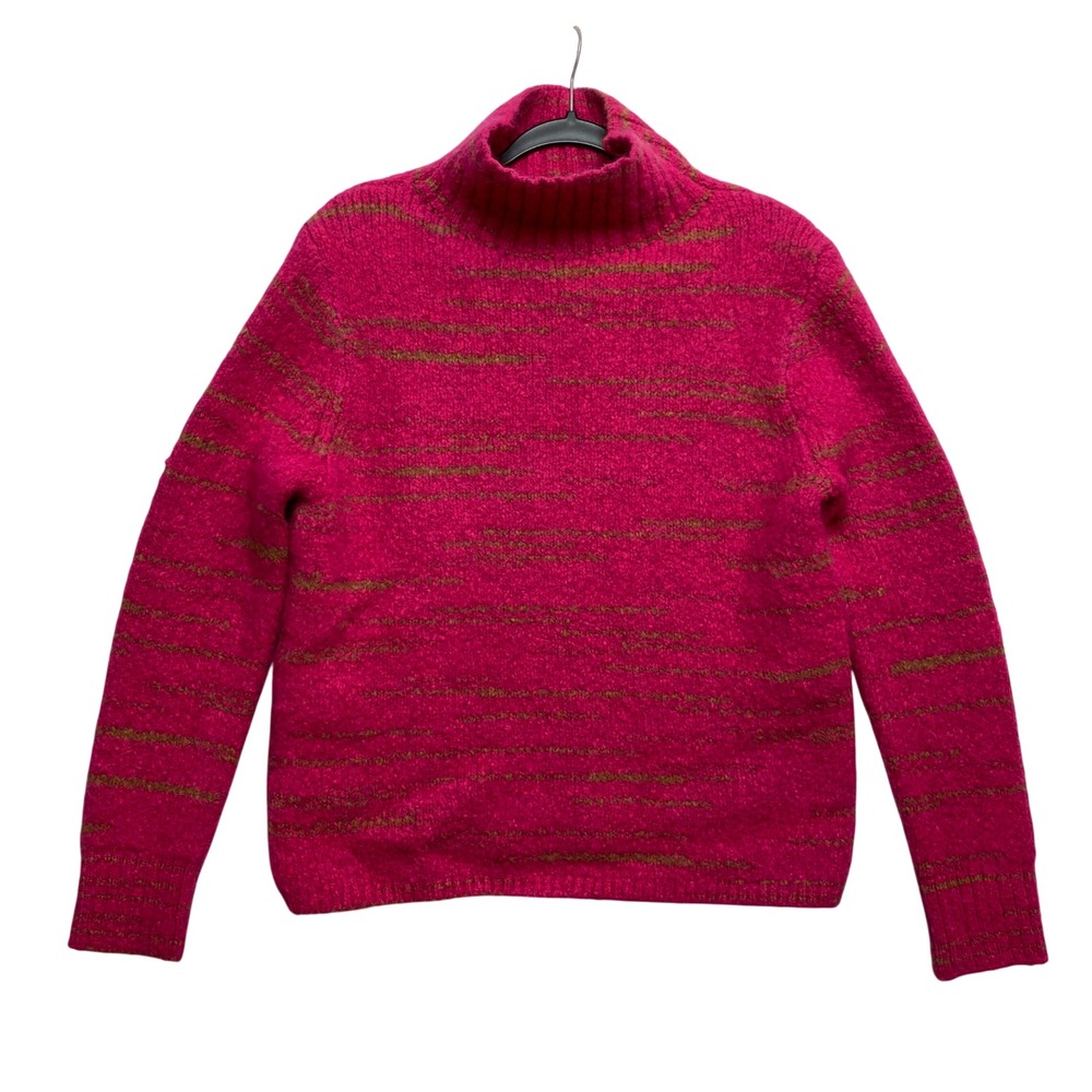 Banana Republic Sweater Womens XS Pink Wool Alpaca Mock Neck Striped Pullover